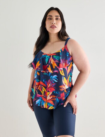Zest Resort Curve Tiered Tankini, Sunset Floral product photo