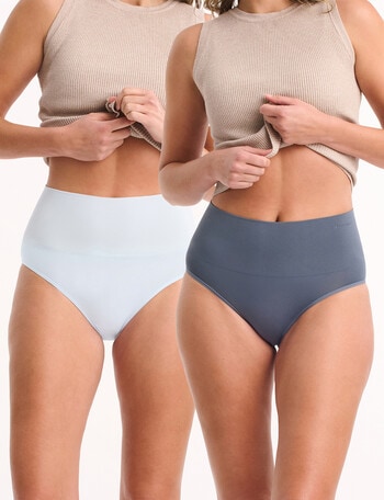 Ambra Seamless Smooth Full Brief, 2-Pack, Steel & Blue, 10-18 product photo