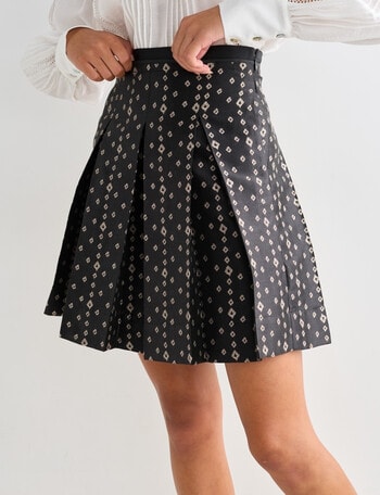 State of play Mina Spot Jacquard Pleated Skirt, Black product photo