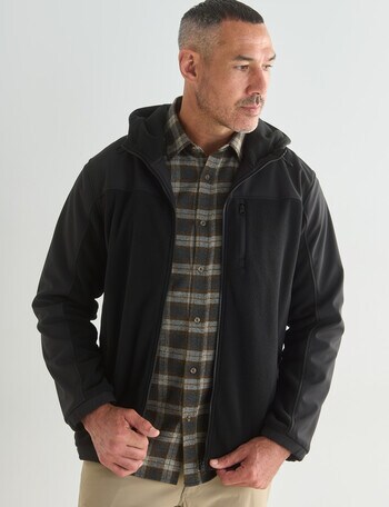 Kauri Trail Hooded Panel Jacket, Black product photo