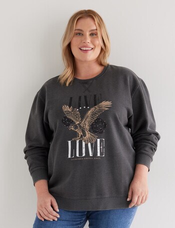Denim Republic Curve Live Love Sweater, Washed Black product photo