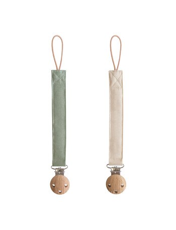 Mushie Pacifier, Linen Olive & Sand product photo