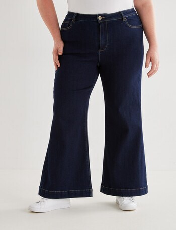 Denim Republic Curve Wide Leg Jean, Dark Rinse product photo