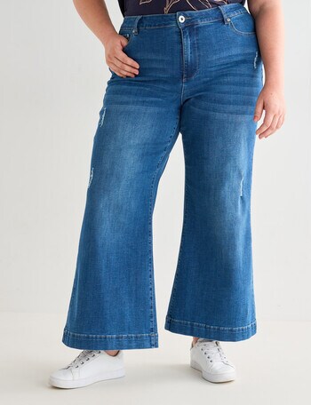 Denim Republic Curve Wide Leg Jean, Mid Wash product photo