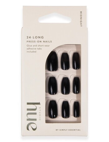 Studio Hue Press-on Nails Long Coffin, Midnight product photo