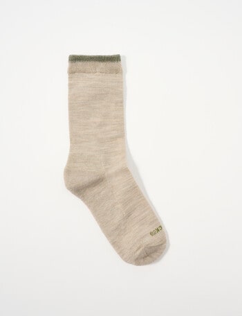 NZ Sock Co. Merino Cushion Sole Crew Sock, Oatmeal, 4-11 product photo