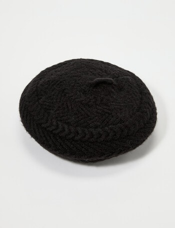 Boston + Bailey Cable Knit Beret, Black product photo