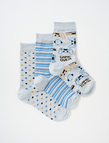 Columbine Games Bamboo Blend Crew Socks, 3-Pack, Grey, 2-8 product photo