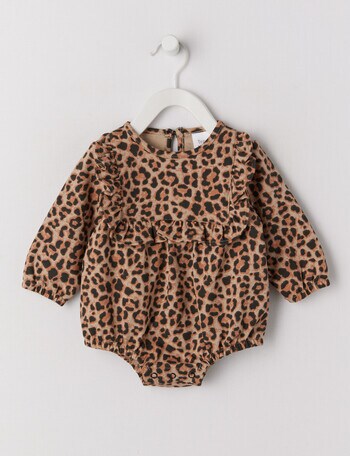 Teeny Weeny Leopard Terry Romper, Brown product photo