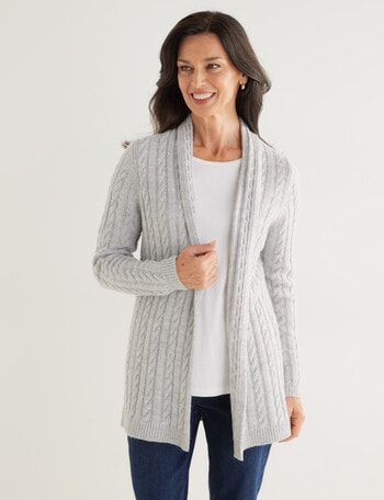 Ella J Cable Cardigan, Grey Marle product photo