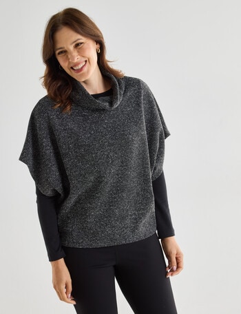 Ella J Textured Cowl Neck Top, Charcoal product photo