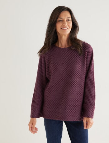 Ella J Honeycomb Batwing Top, Berry product photo