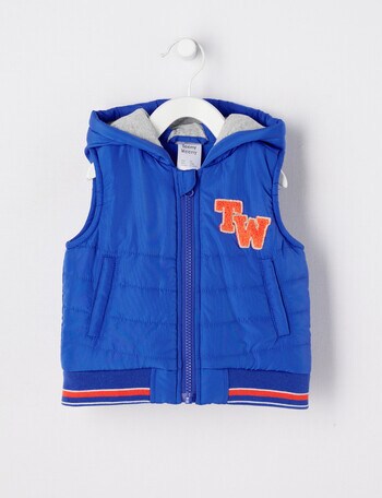Teeny Weeny Hooded Puffer Vest, Blue product photo