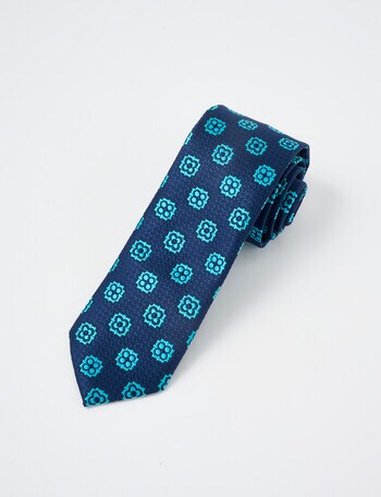L+L Dobby Floral Tie, 7cm, Navy product photo