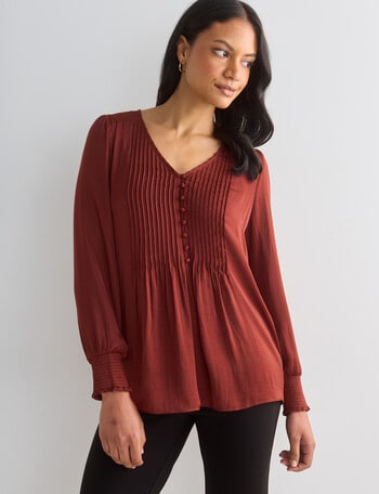 Whistle Pintuck Detail Blouse, Cognac product photo