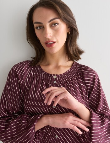 Oliver Black Polka Dot Long Sleeve Blouse, Purple product photo