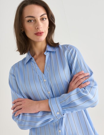 Oliver Black Stripe V Neck Shirt, Blue product photo
