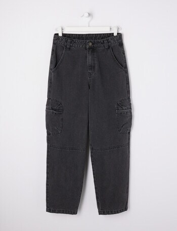 No Issue Baggy Denim Cargo Jean, Black product photo
