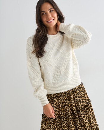 Whistle Textured Detail Jumper, Cream product photo