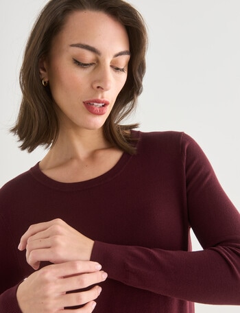 Oliver Black Crew Knit Jumper, Burgundy product photo