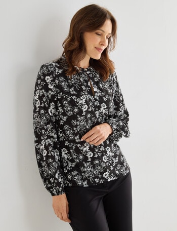 Ella J Butterfly Round Neck Top, Black product photo