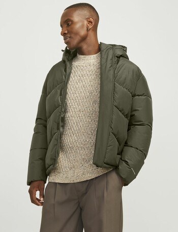 Jack & Jones World Puffer Jacket, Olive product photo