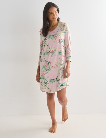 Whistle Sleep Floral 3/4 Sleeve Nightie, Soft Pink, 8-22 product photo