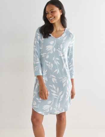 Whistle Sleep Leaf 3/4 Sleeve Nightie, Soft Green, 8-22 product photo