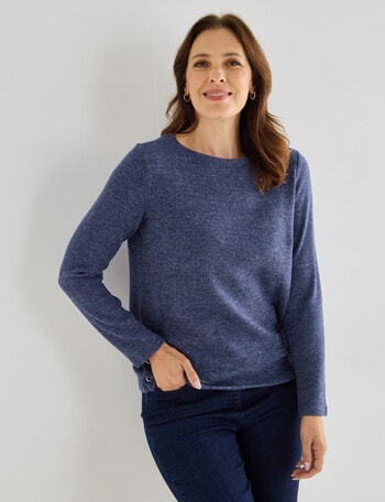 Ella J Button Detail Top, Soft Blue product photo