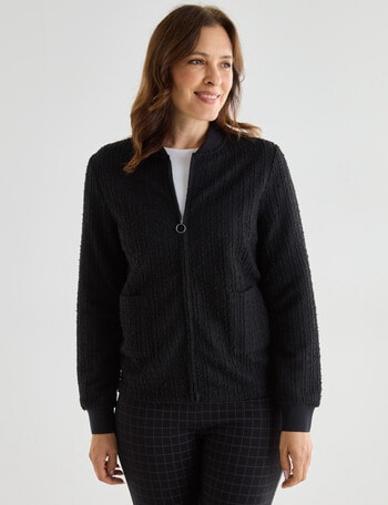 Ella J Zip Textured Jacket, Black product photo