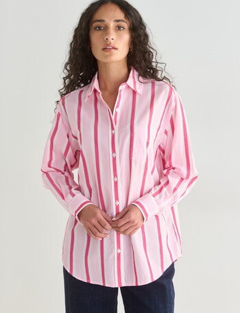 Zest Stripe Voile Shirt, Raspberry product photo