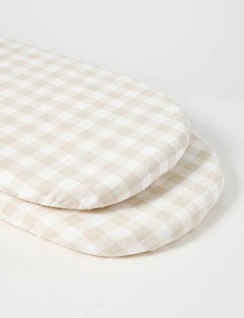 Little Bundle Bedside Sleeper Fitted Sheets, 2-Pack, Sandy Gingham product photo