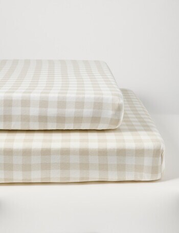 Little Bundle Cot Fitted Sheets, 2-Pack, Sandy Gingham product photo