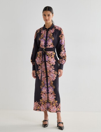 State of play Birdie Floral Print Midi Dress, Black product photo