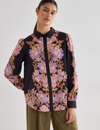 State of play Birdie Floral Print Blouse, Black product photo