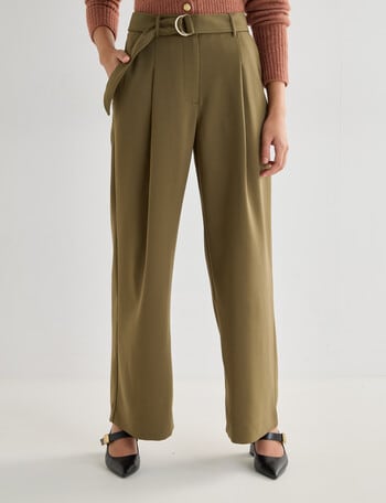 State of play Ione Belted Pleat Front Pants, Olive product photo