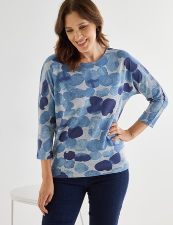 Ella J Soft Touch Circles Top, Blue product photo