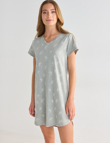 Zest Sleep Palm T-Shirt Nightie, Sage Marle, 8-22 product photo