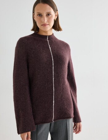 Jigsaw Ambrose Cosy Funnel Neck Sweater, Mahogany product photo