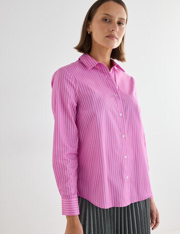 Jigsaw Winifred Stripe Cotton Shirt, Orchid product photo