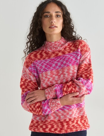 Zest Mock Neck Jumper, Raspberry product photo
