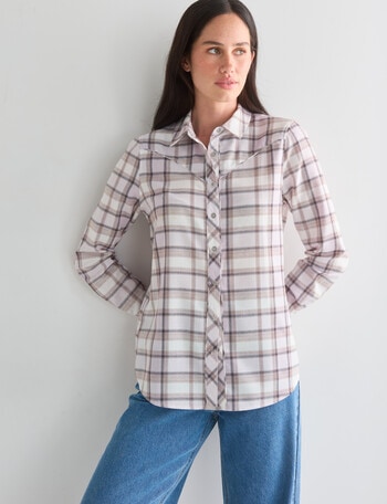 Denim Republic Check Shirt, Lavender & Chocolate product photo
