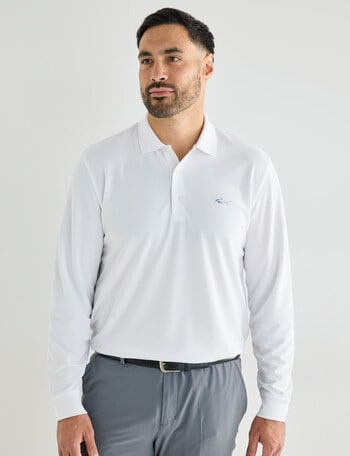 Greg Norman Long Sleeve Polo Shirt, White product photo