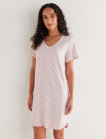 Zest Sleep Hearts T-Shirt Nightie, 8-22, Pale Pink product photo