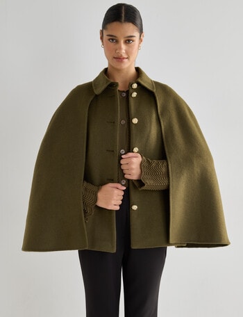 State of play Delta Wool Blend Cape, Olive product photo