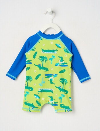 Teeny Weeny Crocs Rash Suit, Lime & Blue product photo