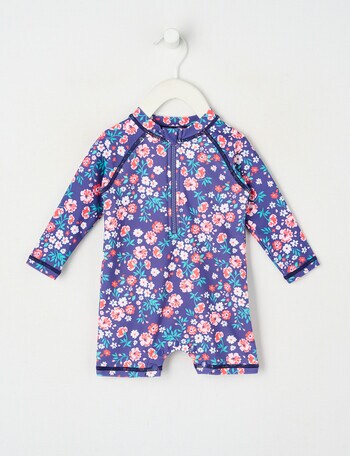 Teeny Weeny Ditsy Flower Long-Sleeve Rashsuit, Navy product photo