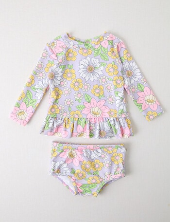 Teeny Weeny Pastel Flower Swim Top & Pants Set, 2-Piece, Lilac product photo