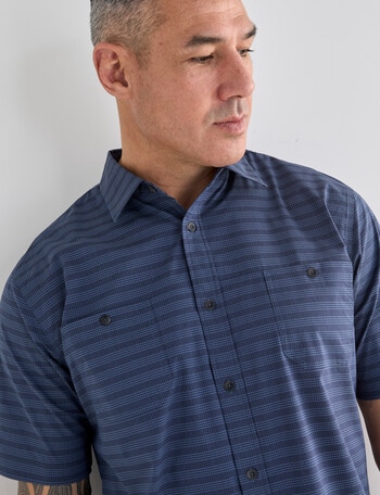 Kauri Trail Base Stretch Short Sleeve Shirt, Denim Blue product photo