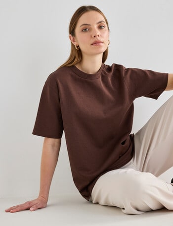 Mineral Boxy Short Sleeve Tee, Chocolate product photo